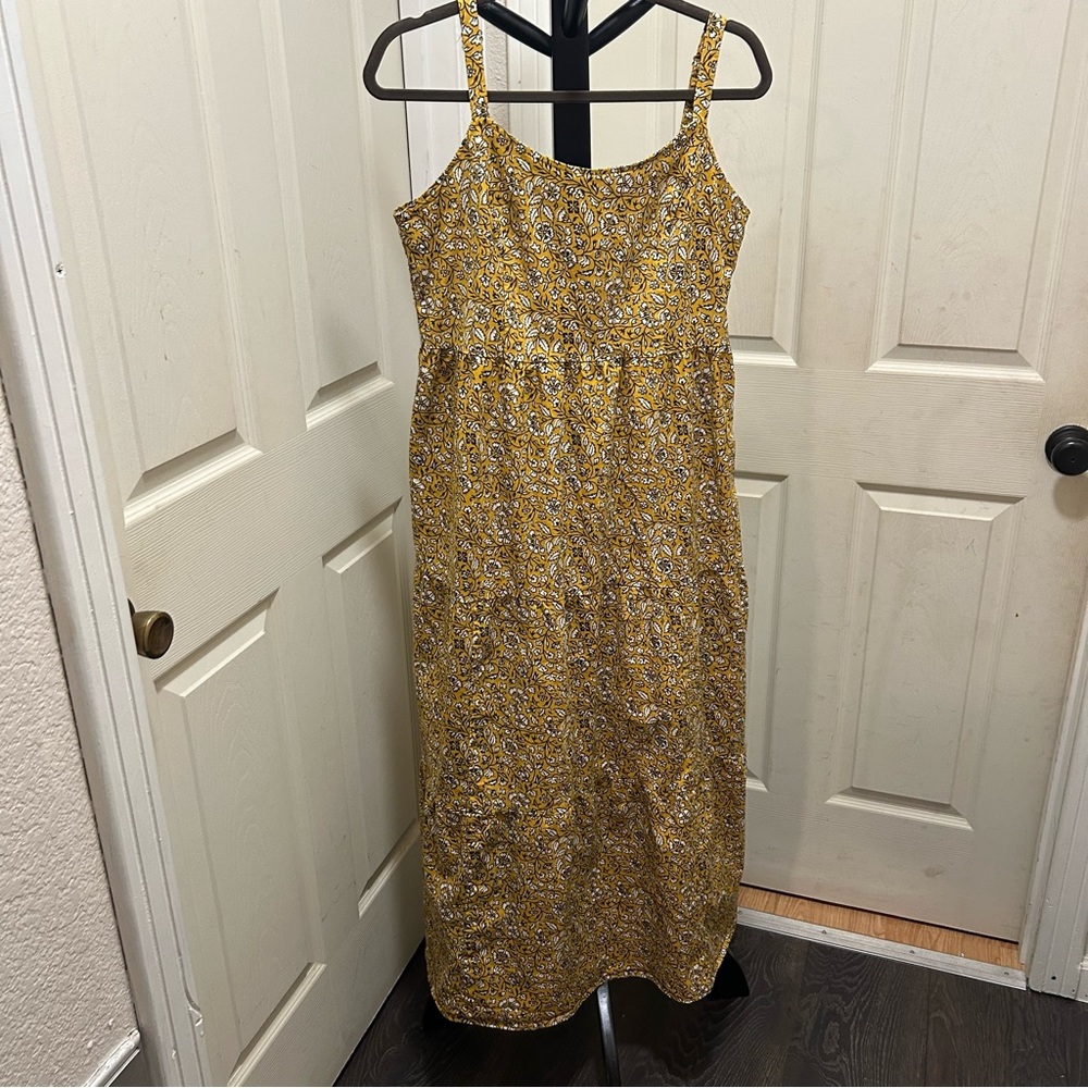 Candace Cameron Bure Mustard Floral Maxi Dress
